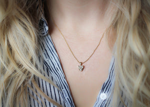 Half Moon Diamond Sun Necklace - ready to ship - Yuliya Chorna Jewellery
