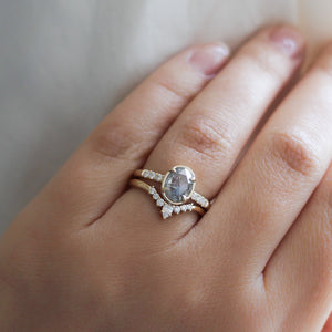 1.14ct Swan Oval Salt & Pepper Diamond Ring - ready to ship - Yuliya Chorna Jewellery