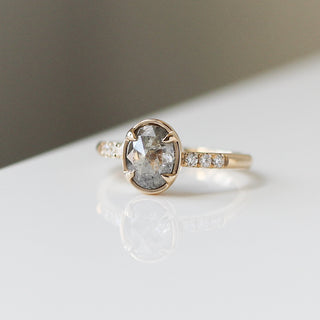 1.14ct Swan Oval Salt & Pepper Diamond Ring - ready to ship - Yuliya Chorna Jewellery