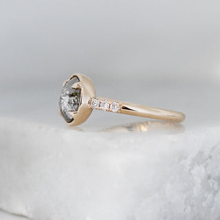 1.14ct Swan Oval Salt & Pepper Diamond Ring - ready to ship - Yuliya Chorna Jewellery