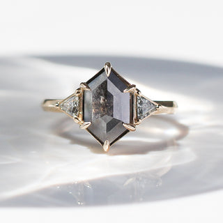 2.03ct Hexagon Black Diamond Ring - ready to ship - Yuliya Chorna Jewellery