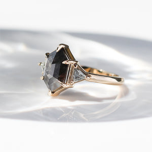 2.03ct Hexagon Black Diamond Ring - ready to ship - Yuliya Chorna Jewellery