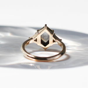 2.03ct Hexagon Black Diamond Ring - ready to ship - Yuliya Chorna Jewellery