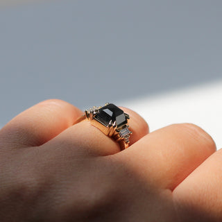 3.22ct Deco Black Diamond Ring - ready to ship - Yuliya Chorna Jewellery