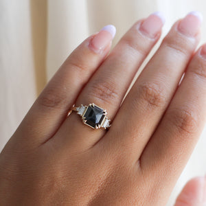 3.22ct Deco Black Diamond Ring - ready to ship - Yuliya Chorna Jewellery