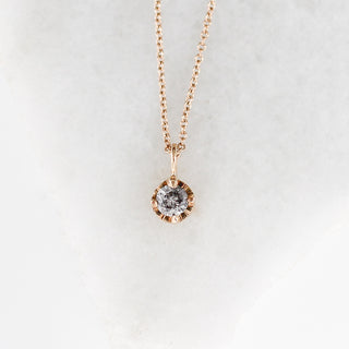 Round Salt & Pepper Diamond Sun Necklace