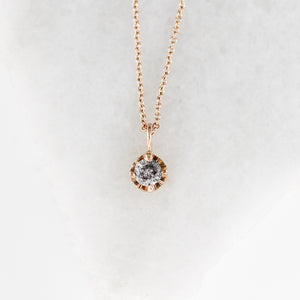 Round Salt & Pepper Diamond Sun Necklace - ready to ship - Yuliya Chorna Jewellery