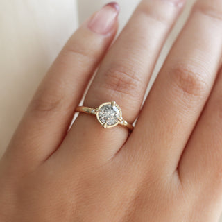 1.13ct Round Salt & Pepper Diamond Around The World Ring - ready to ship - Yuliya Chorna Jewellery