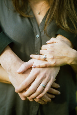 Classic Textured Wide Band worn and paired with other diamond rings on hands long view
