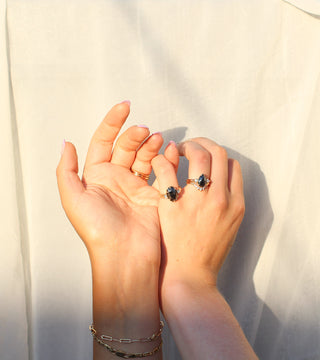 Lagoon Black Pear Diamond Ring - ready to ship - Yuliya Chorna Jewellery