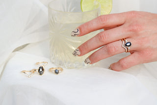 Lagoon Black Pear Diamond Ring - ready to ship - Yuliya Chorna Jewellery