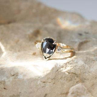 Lagoon Black Pear Diamond Ring - ready to ship - Yuliya Chorna Jewellery