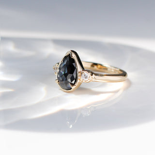 Lagoon Black Pear Diamond Ring - ready to ship - Yuliya Chorna Jewellery