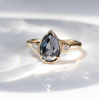 Lagoon Black Pear Diamond Ring - ready to ship - Yuliya Chorna Jewellery