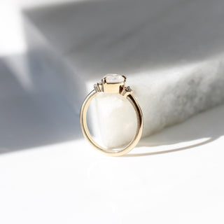 Pear diamond engagement ring profile view