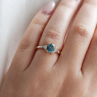 Lily Montana Teal Sapphire Ring - ready to ship - Yuliya Chorna Jewellery