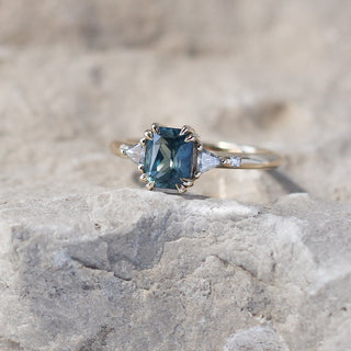 Lily Montana Teal Sapphire Ring - ready to ship - Yuliya Chorna Jewellery