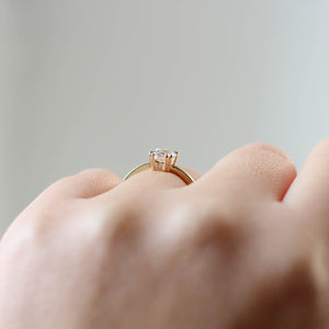 White Sapphire Gold Ring on hand profile view