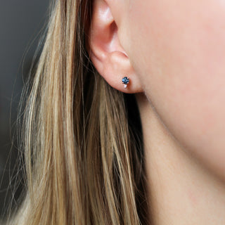 Montana Sapphire Cluster Studs on ear