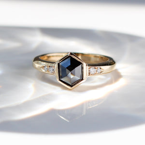 Black Diamond Ring in light close up