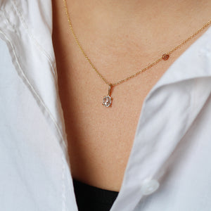 Oval Rose Cut Diamond Necklace on chain