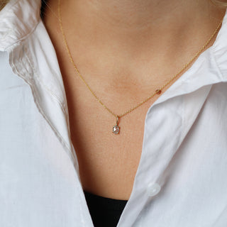 Oval Rose Cut Diamond Necklace on chain full view