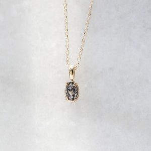 Oval Salt & Pepper Diamond Necklace - ready to ship - Yuliya Chorna Jewellery