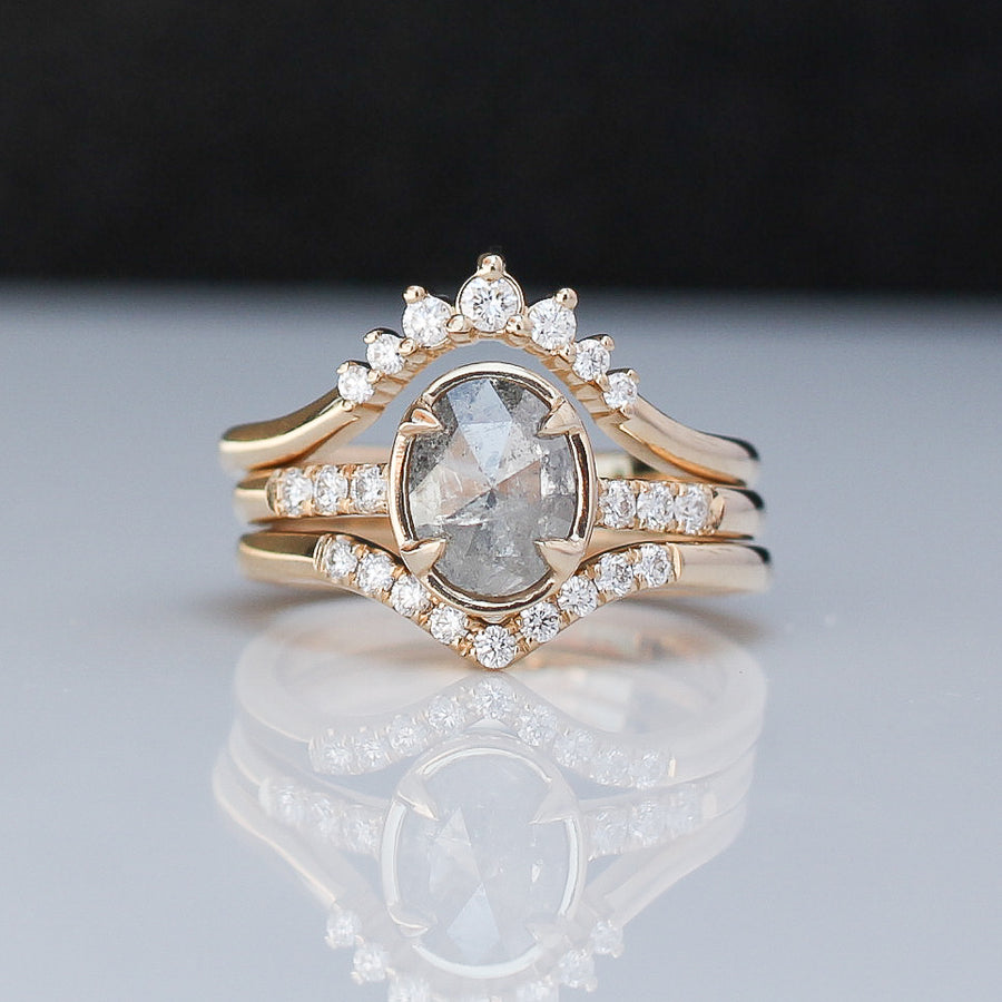 1.14ct Swan Oval Salt & Pepper Diamond Ring - ready to ship - Yuliya Chorna Jewellery