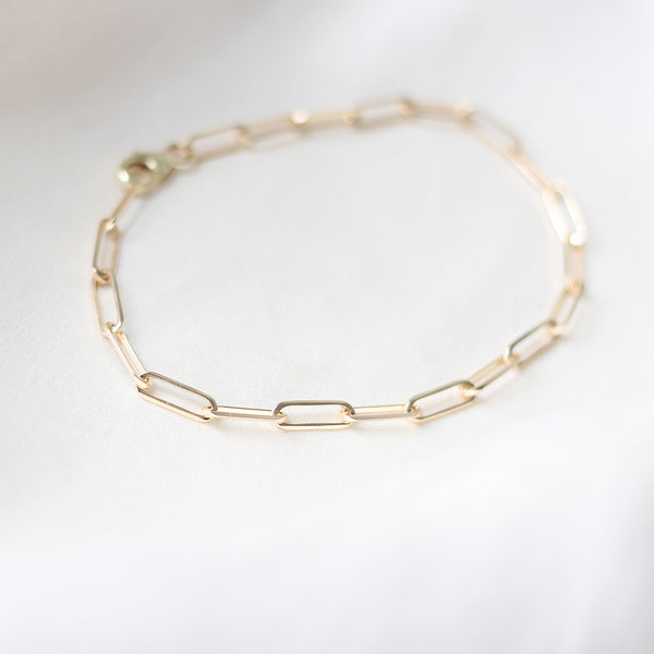 Paper Clip Chain Gold Bracelet