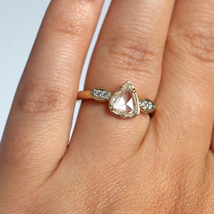 Athena Pear Rose Cut Diamond Ring - Yuliya Chorna Jewellery