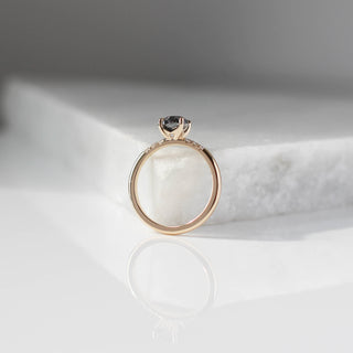 pear cut salt & pepper diamond ring side view