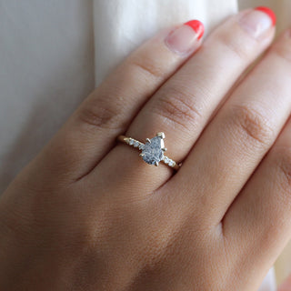 Phoenix Rising Pear Salt & Pepper Diamond Ring On Hand