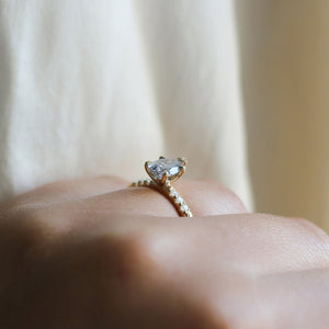 Phoenix Rising Pear Salt & Pepper Diamond Ring On Hand Side View