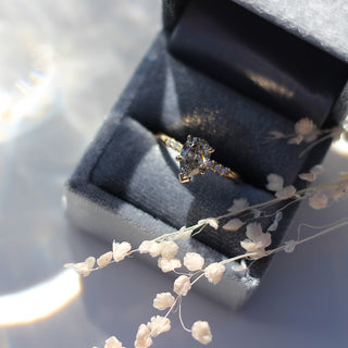 Phoenix Rising Pear Salt & Pepper Diamond Ring In Box