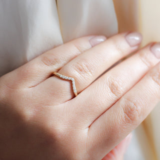 Diamond Point Gold Band on hand 