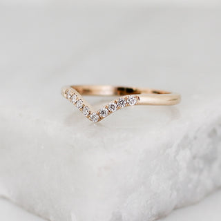 Diamond Point Gold Band on marble quarter view