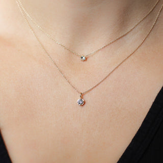 Round Salt & Pepper Diamond Sun Necklace being worn with another necklace