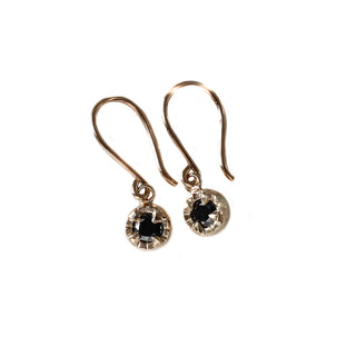 Round Black Diamond Gold Earrings 