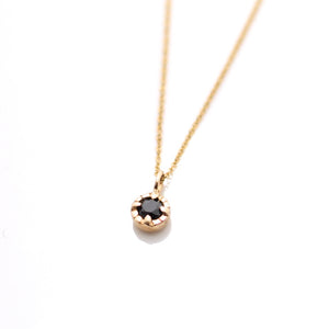 Round Black Diamond Sun Necklace