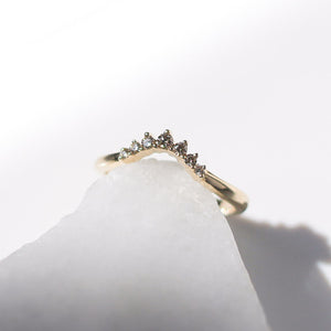 Sahara Champagne Diamond Stacking ring profile view on marble