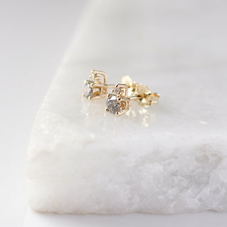 Salt and Pepper Diamond Cluster Studs quarter view