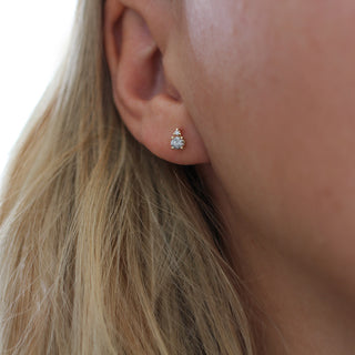 Salt and Pepper Diamond Cluster Studs on ear