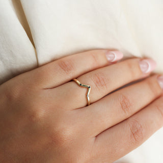 Three Sisters Black Diamond Point Band In Yellow Gold -ready to ship - Yuliya Chorna Jewellery