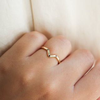 Three Sisters Black Diamond Point Band In Yellow Gold -ready to ship - Yuliya Chorna Jewellery