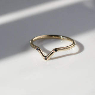 Three Sisters Black Diamond Point Band In Yellow Gold -ready to ship - Yuliya Chorna Jewellery