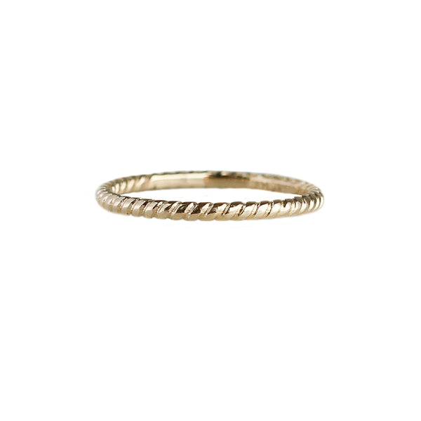 Twisted Thin Band, braided gold ring