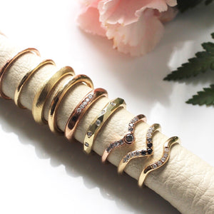 Faceted Diamond Band  in group with other textured wave diamond gold stacking bands with flowers