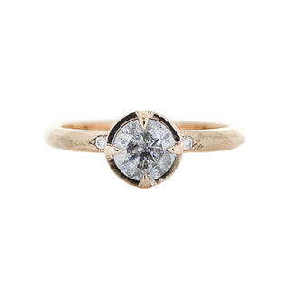 Round rose cut diamond ring in yellow gold front view