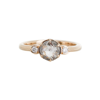 Round rose cut diamond set in yellow gold front view