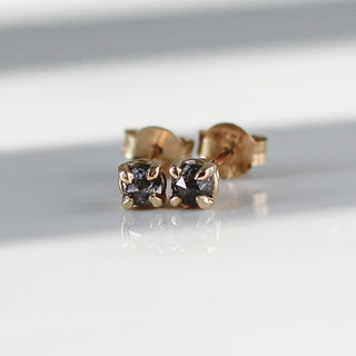 Salt & Pepper Diamond Studs in yellow gold front view